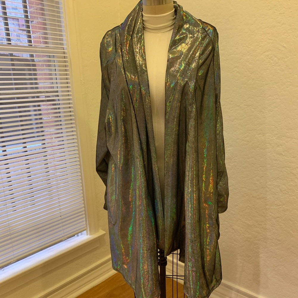 Long Silver Swing Coat